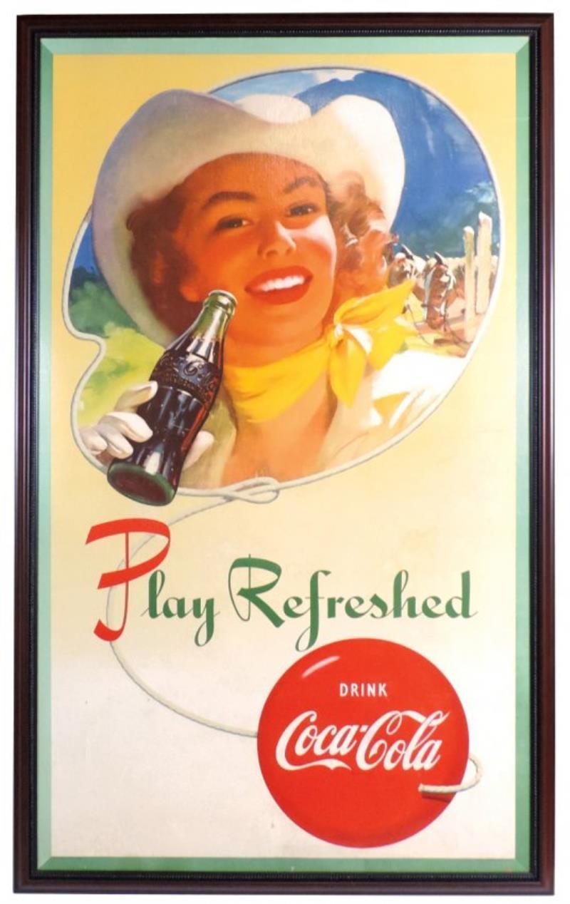 Coca-Cola cdbd sign, c.1951, Play Refreshed with