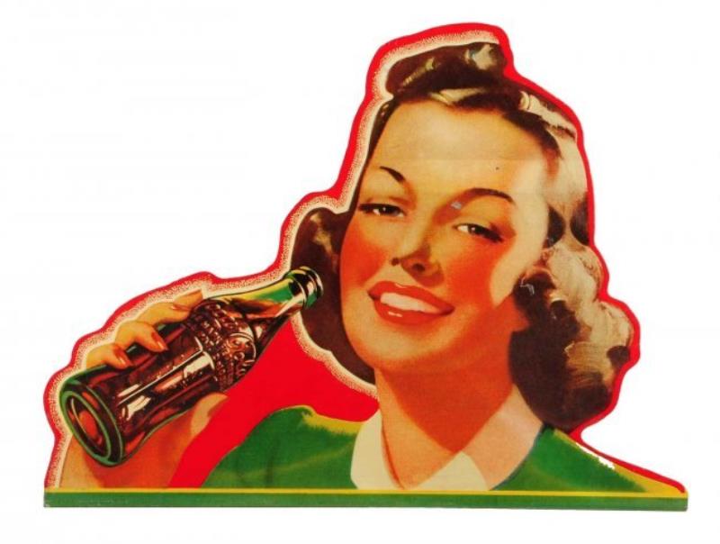 1942 Coca - Cola Masonite Cutout Sign.