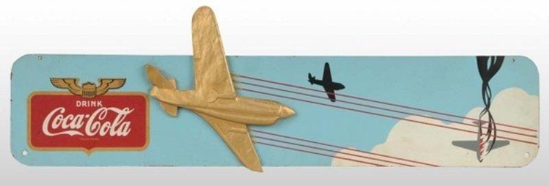 Cardboard Coca-Cola Sign with Gold Plane.