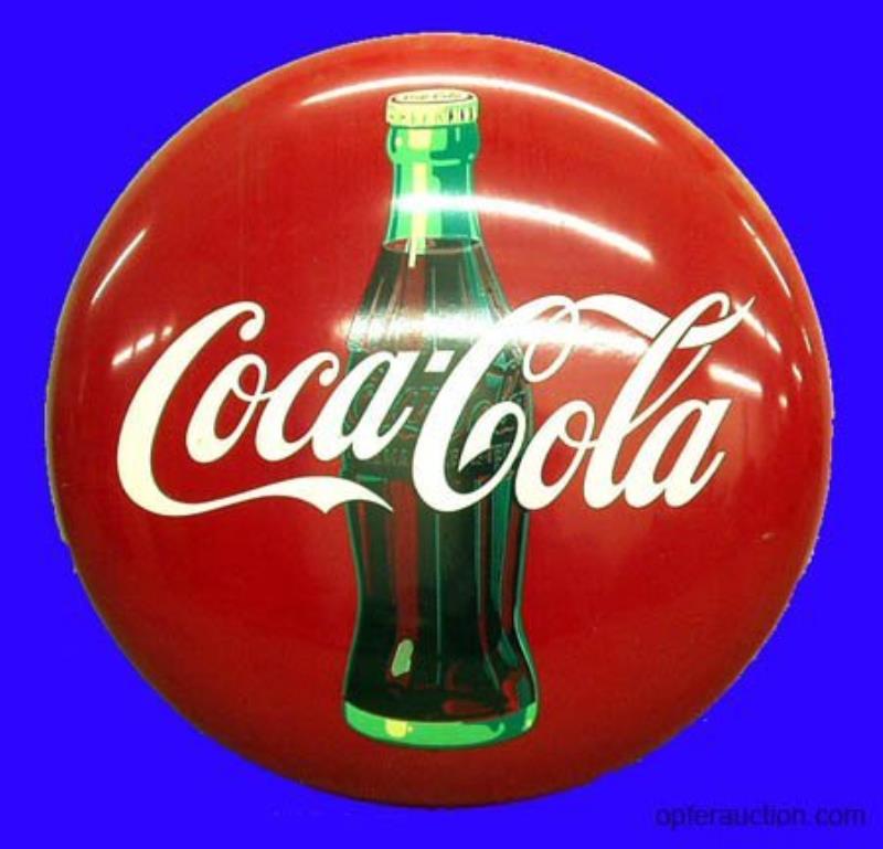 COCA-COLA LARGE PORCELAIN BUTTON SIGN-