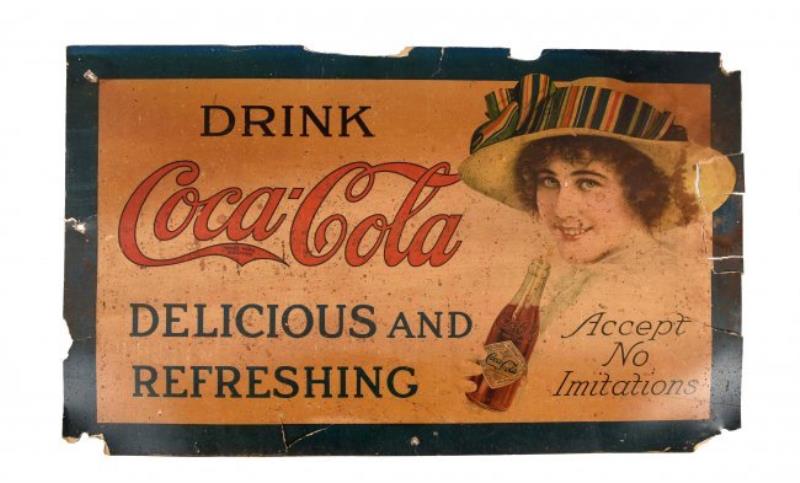 Early Coca-Cola "Accept No Imitations" Cardboard Sign