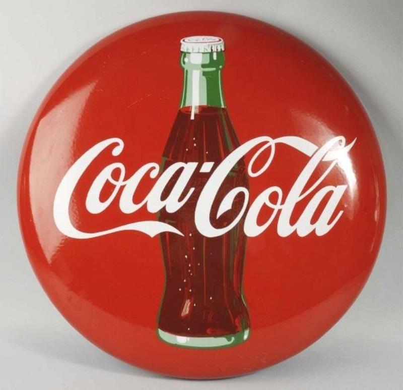 Porcelain Coca-Cola Button with Bottle.