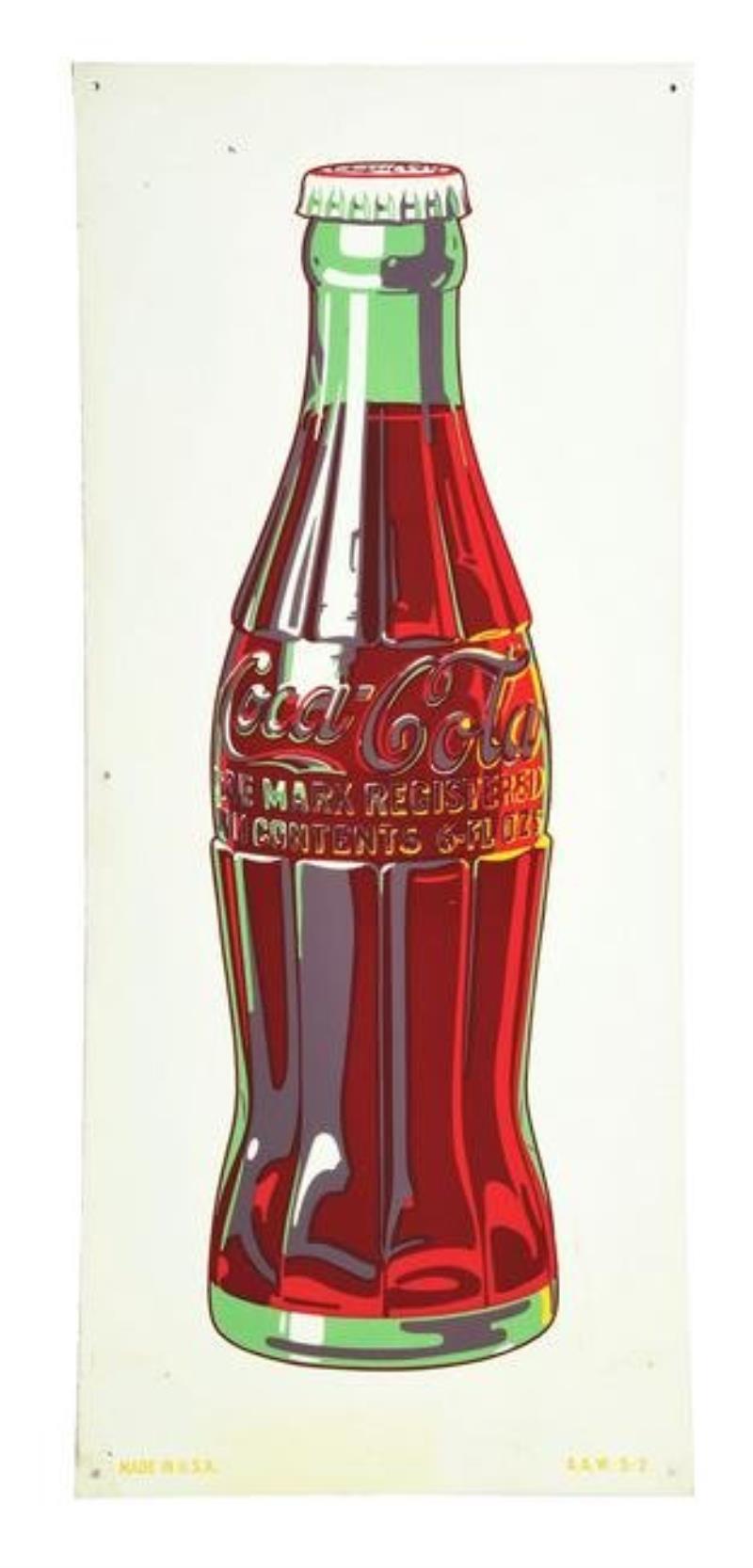 1950'S COCA-COLA BOTTLE LOGO TIN SIGN Value & Price Guide