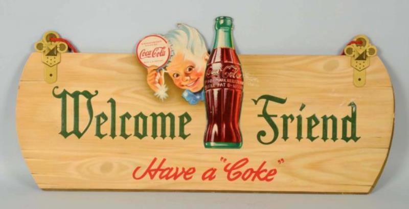 1944 Embossed Coca-Cola Cardboard Cutout Sign.