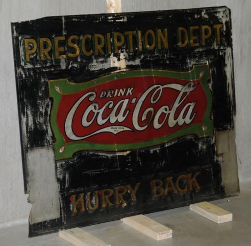 TEENS TO 20'S COCA-COLA HEAVY GLASS WINDOW SIGN