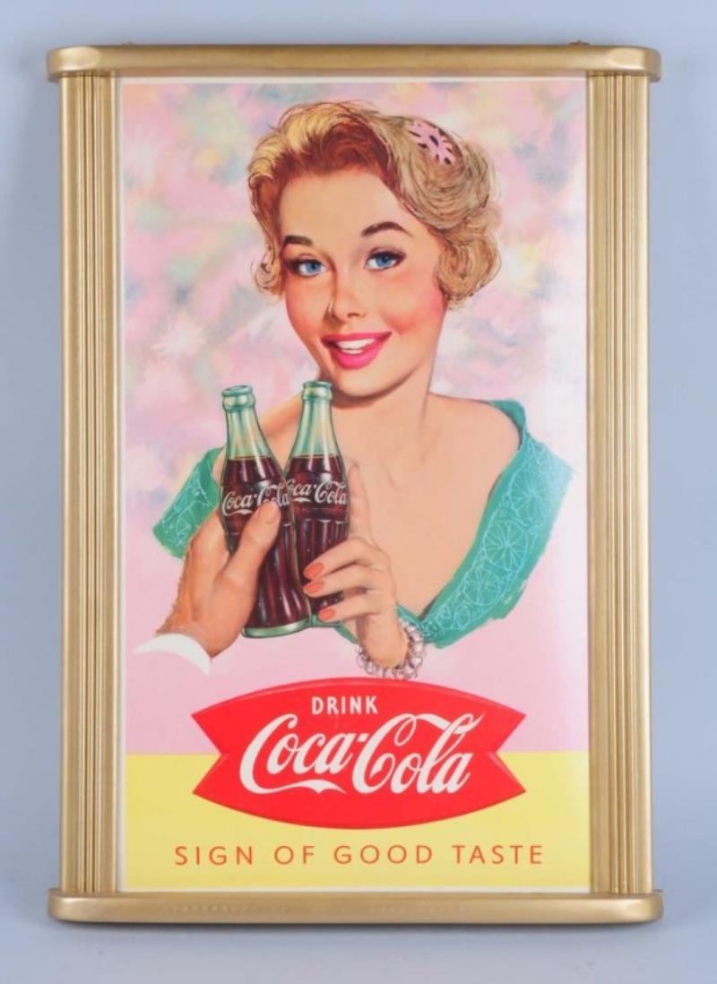 1958 Small Coca-Cola Poster in Old Frame.