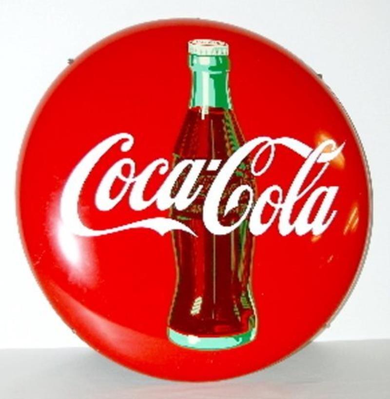1950's Porcelain "Coca Cola" Button Disc Sign