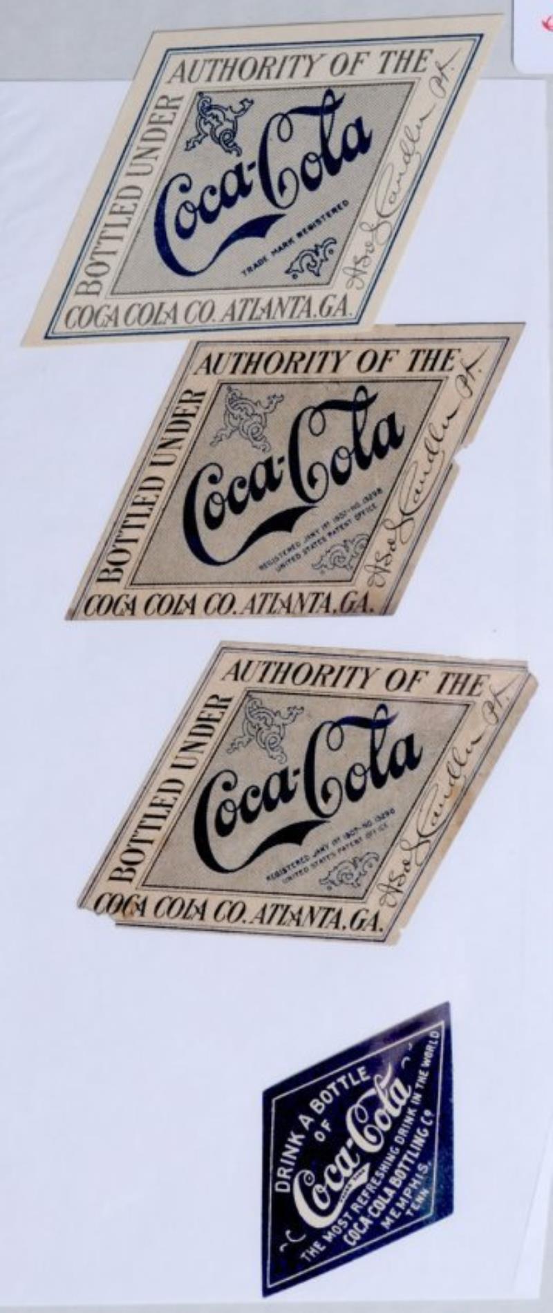 3 ORIGINAL COCA-COLA DIAMOND PAPER LABELS
