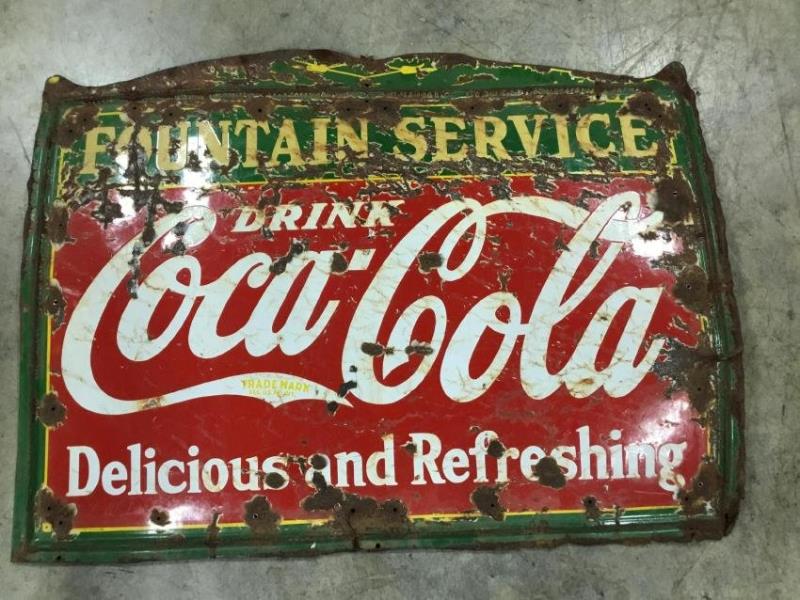 Original Porcelain Coca Cola Fountain Service Sign 1936