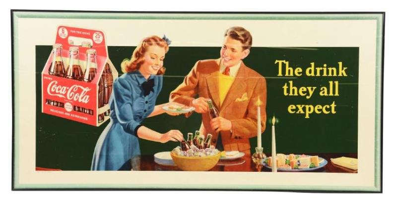 1942 Coca-Cola Cardboard Advertising Sign.