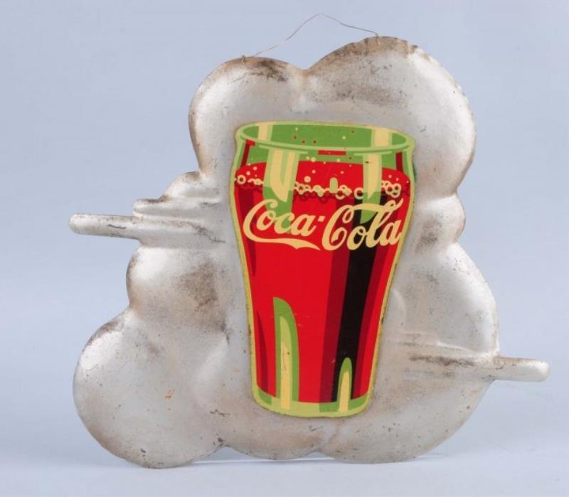 Small Coca - Cola Tin and Masonite Sign