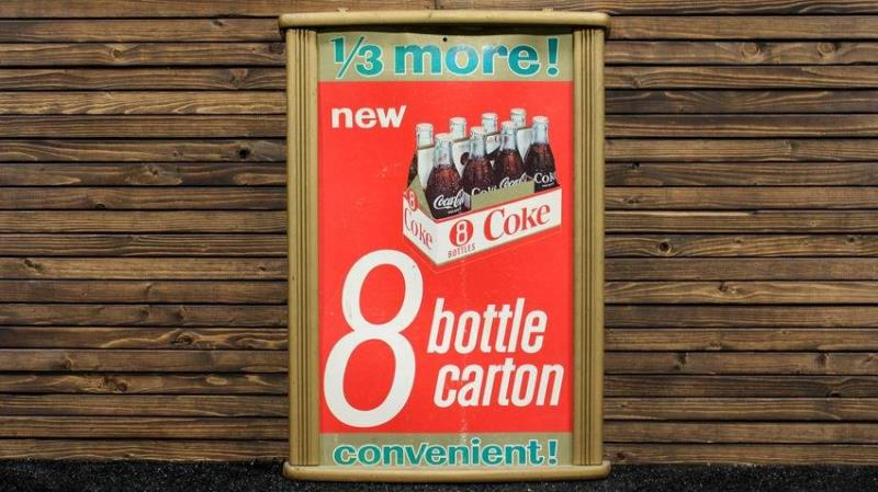 Coca-Cola 8-Bottle Carton Cardboard Sign by Kay Display