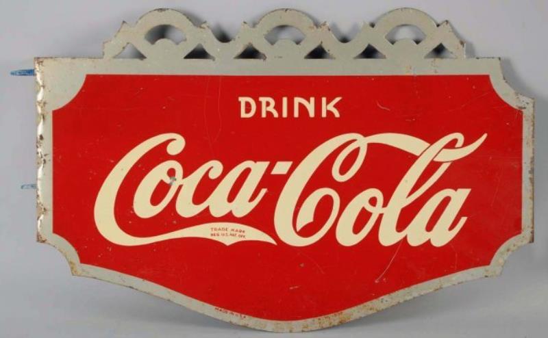 COCA-COLA 1937 TIN FLANGE SIGN Value & Price Guide