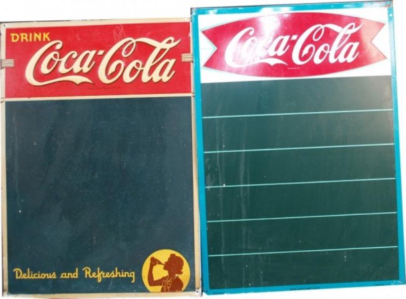 Lot Of 2 Coca Cola Tin Chalkboard Menu Signs