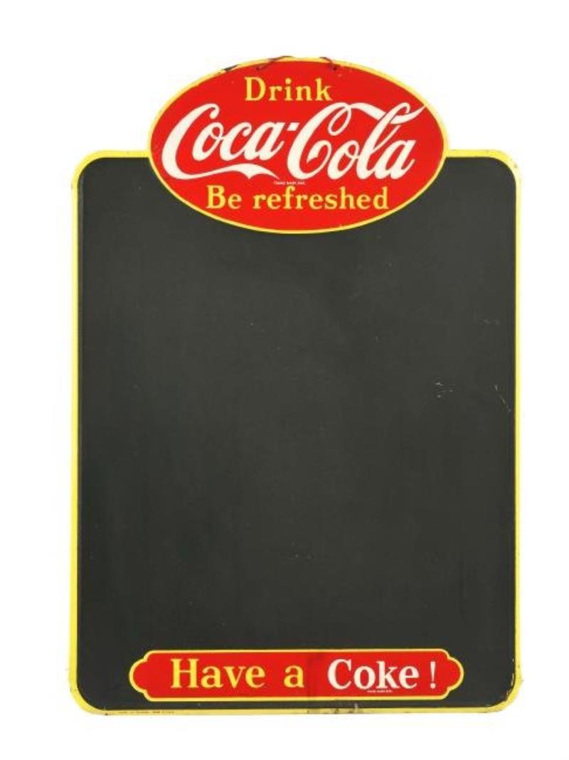 1950's Coca-Cola Tin Advertising Chalkboard.