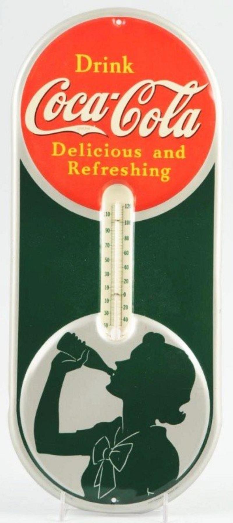 Embossed Tin Coca-Cola Thermometer