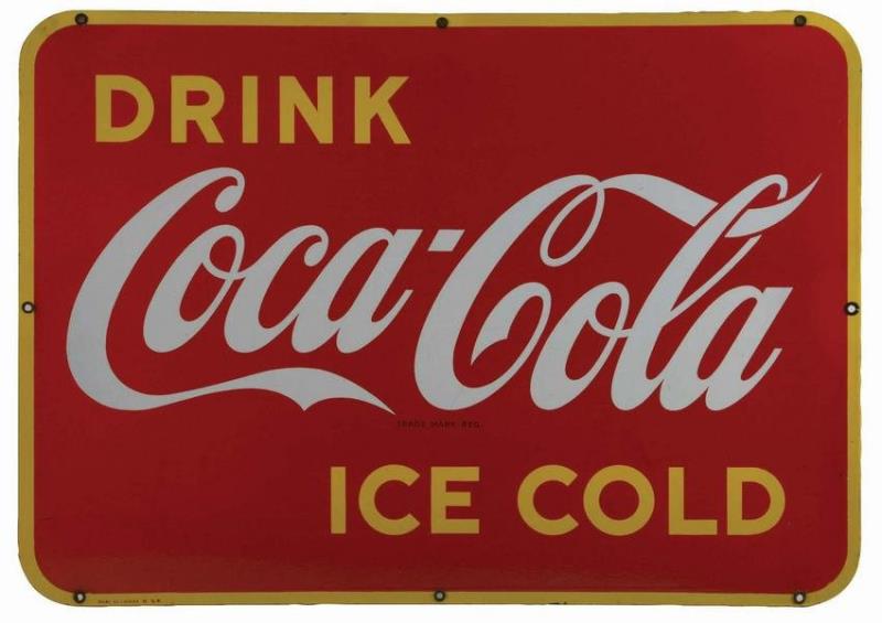 1950S SINGLE-SIDED PORCELAIN COCA-COLA ADVERTISING