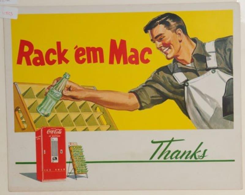 CIRCA 1955 COCA-COLA CARDBOARD INSERT SIGN