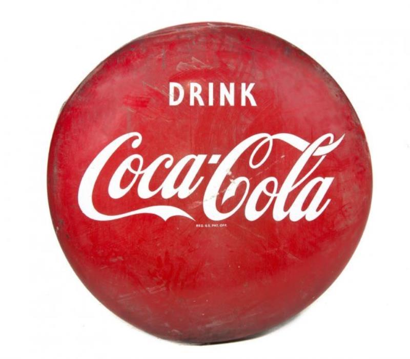 A Vintage Painted Tin Advertising Sign, Diameter