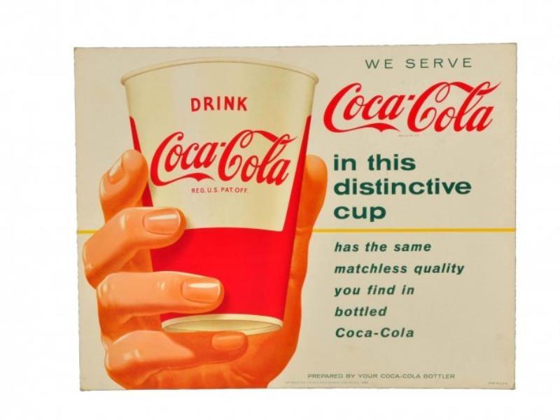 1956 Coca - Cola Light Cardboard Sign
