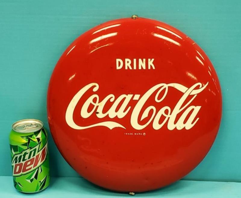 12" Drink Coca Cola button with bracket