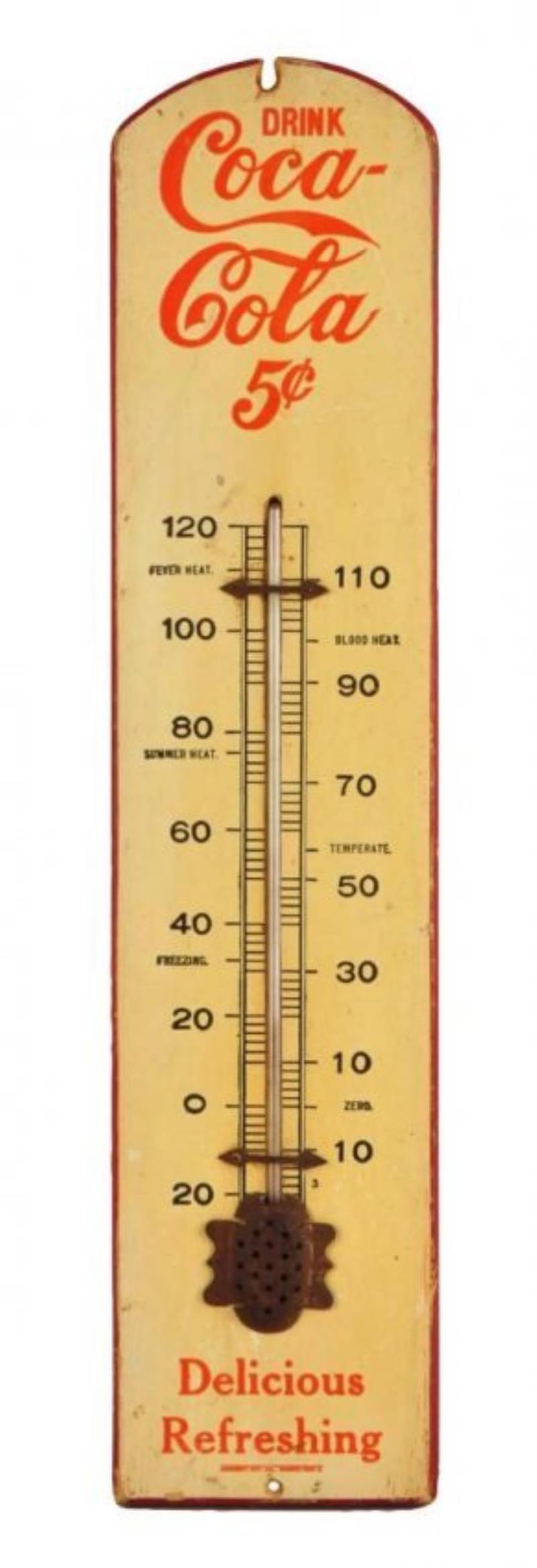 Ca 1910 Coca - Cola Wooden Thermometer
