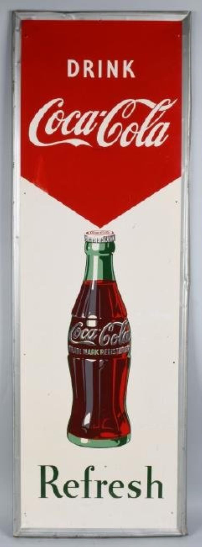 1953 DRINK COCA COLA REFRESH TIN SIGN