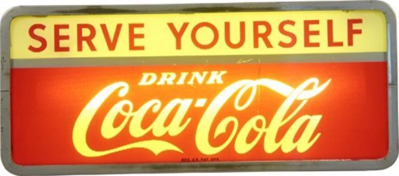 "Drink Coca Cola - Serve Yourself" Ribbed Glass & Metal
