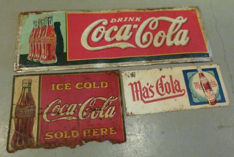 LOT (3) ASSORTED ADV. SIGNS INCL. COCA-COLA