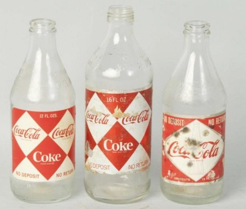 Coca-Cola 1960s Paper Label Bottles.