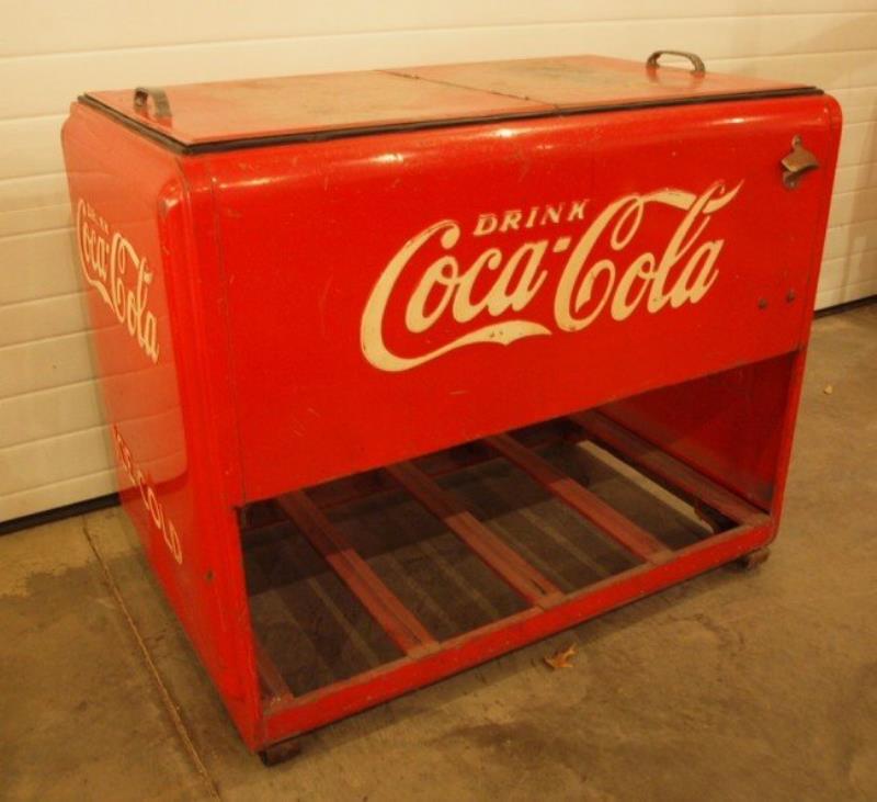 Coca Cola pop cooler, 41"w x 34"h, open bottom