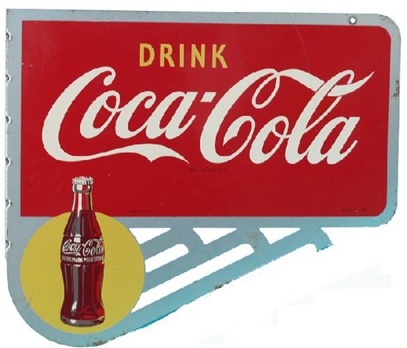 Drink Coca Cola Double Sided Flange Tin Sign - 24"