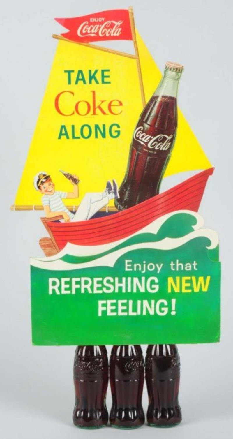 1950s Coca-Cola Large 3-Bottle Display Sign