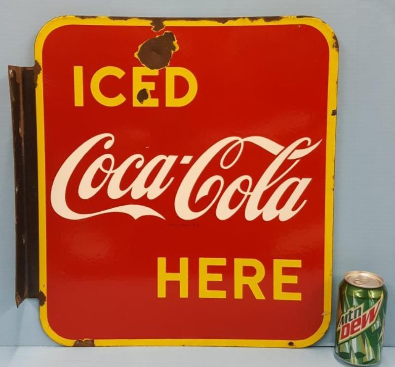 Iced Coca-Cola Here Porcelain Flange Sign Value & Price Guide