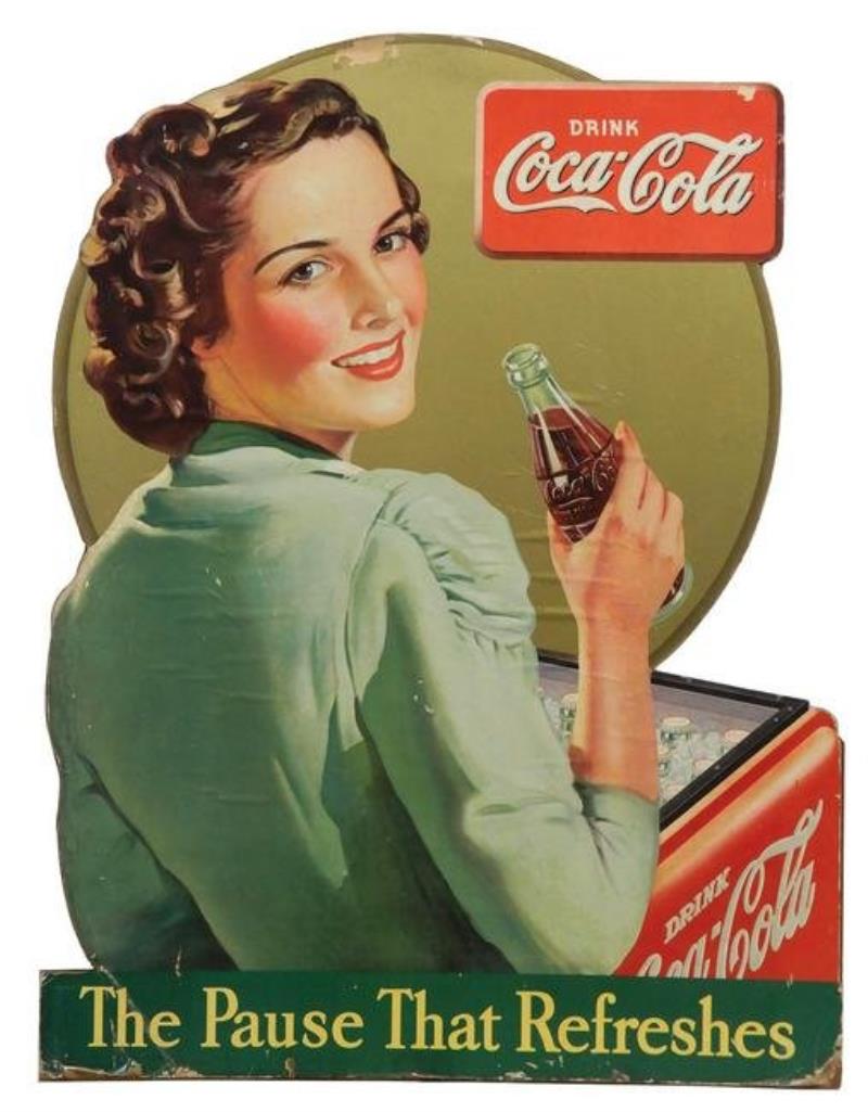 Coca-Cola Sign, "The Pauseâ€¦.", litho on diecut cdbd