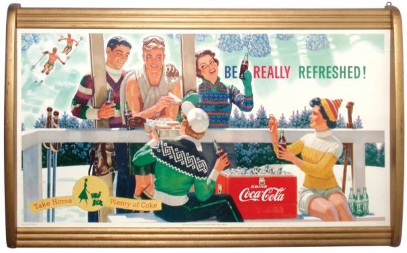 Coca-Cola cdbd sign, c.1950's, "Be Really Refresh
