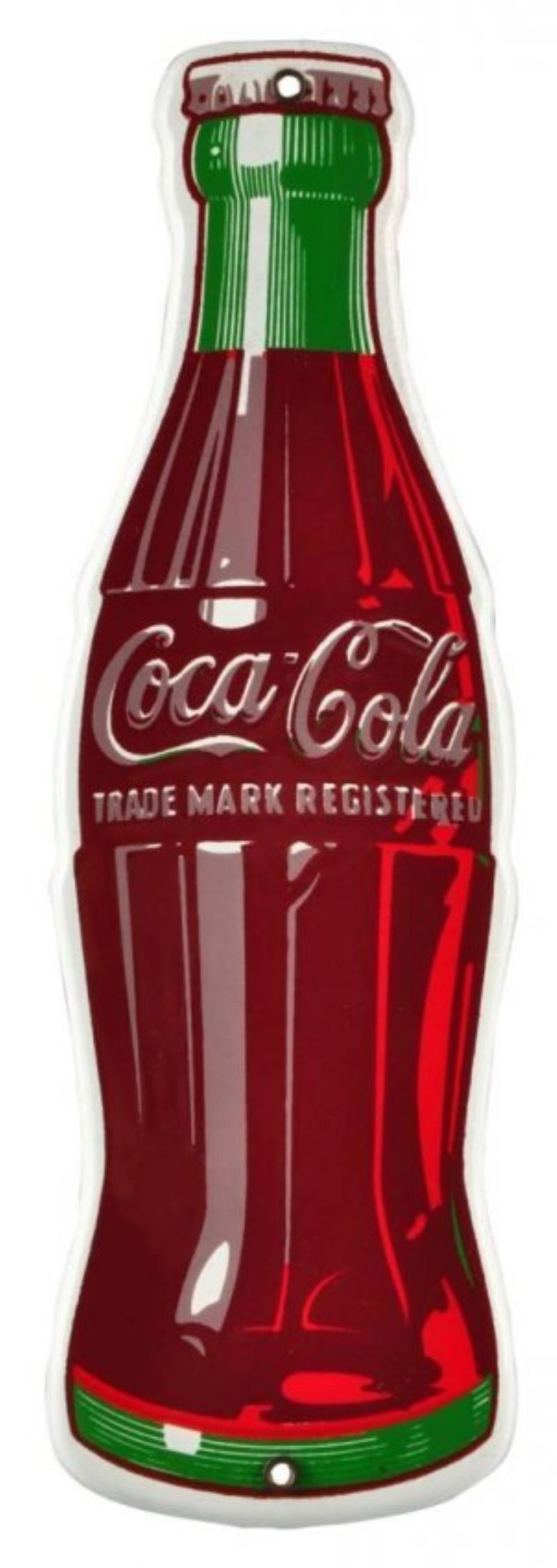 1940's Coca - Cola Small Porcelain Cut Out Bottle
