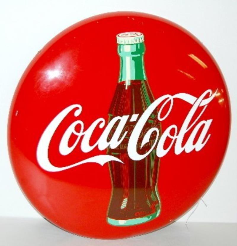 1950's Porcelain "Coca Cola" Button Disc Sign