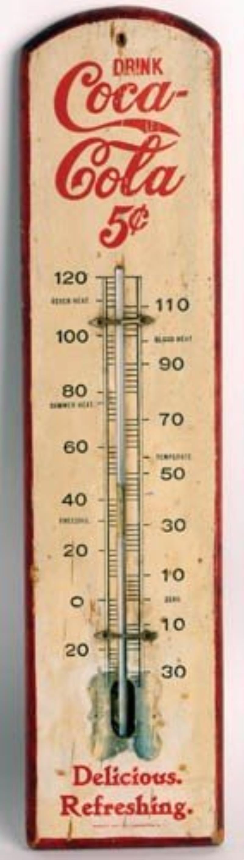c1905 Coca-Cola thermometer, wood,