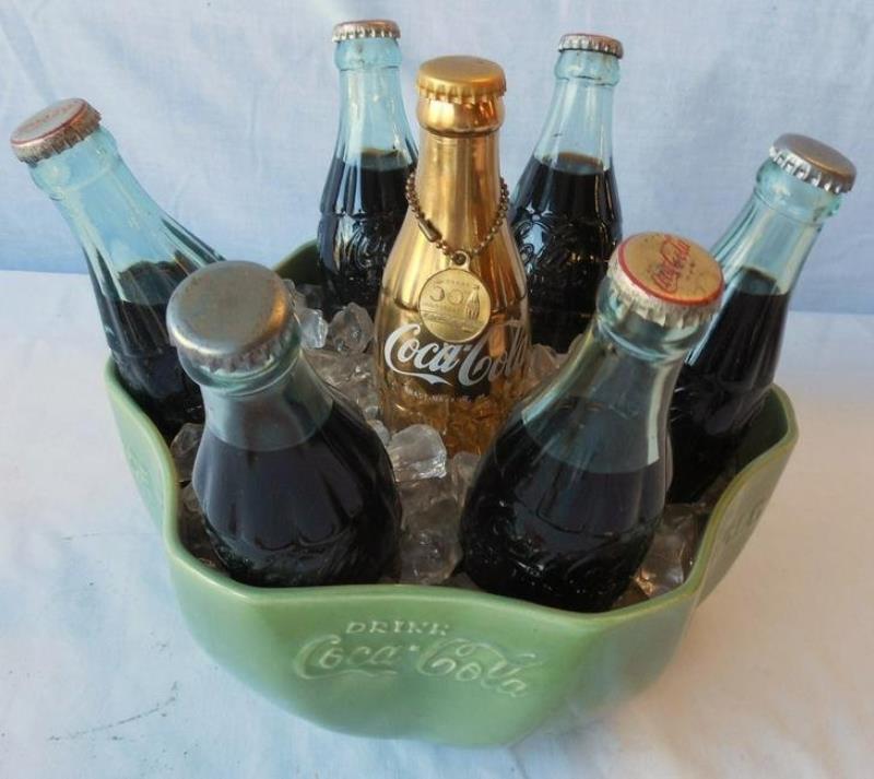 Vernonware Coca-Cola Bowl w/bottles 1 50th Anniversary