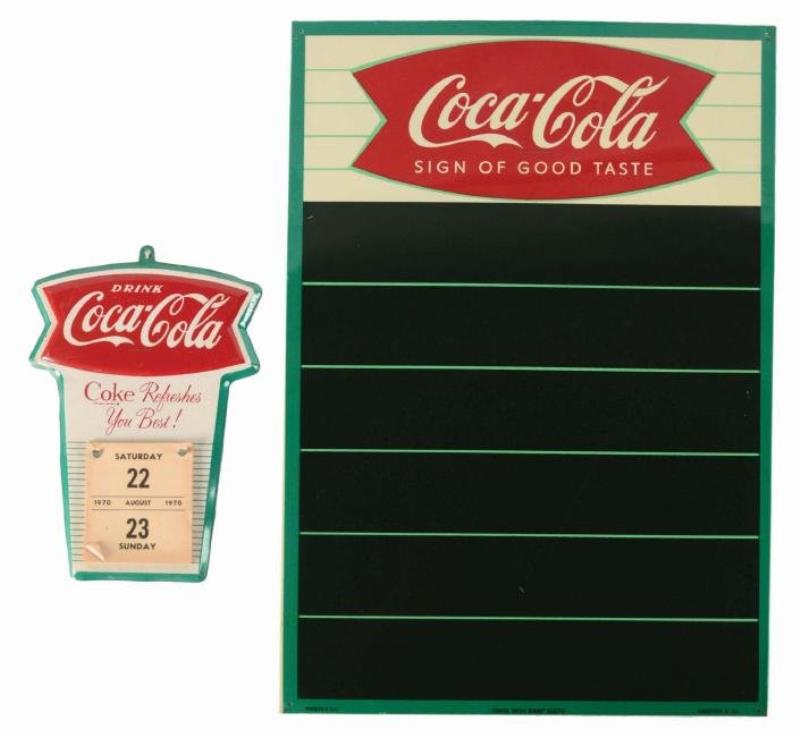 Coca-Cola Fishtail Chalkboard & Calendar.