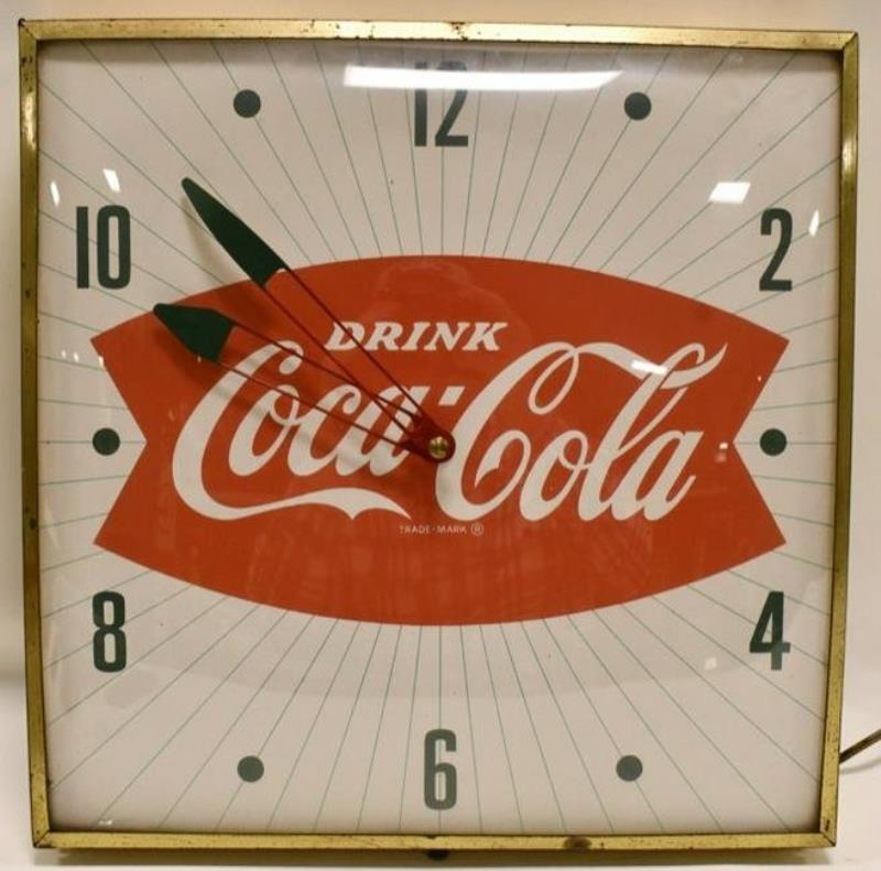 1950s Coca-Cola Fish Tail Advertising PAM Clock