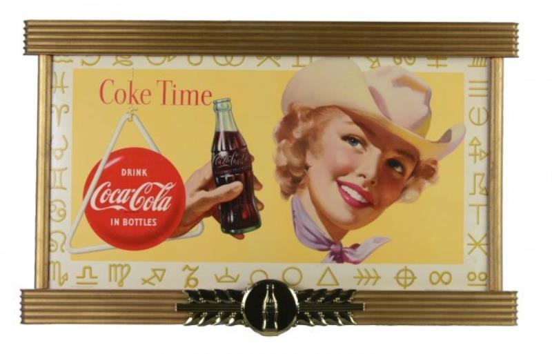 Coca-Cola Cowgirl Cardboard Sign