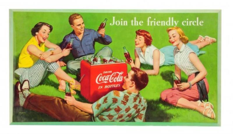 1954 Coca - Cola Small Cardboard Poster
