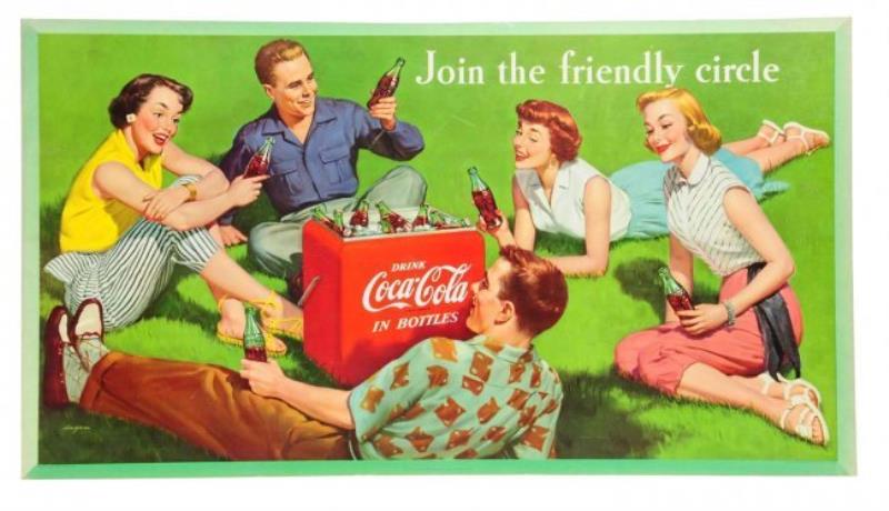 1954 Coca - Cola Small Cardboard Poster.
