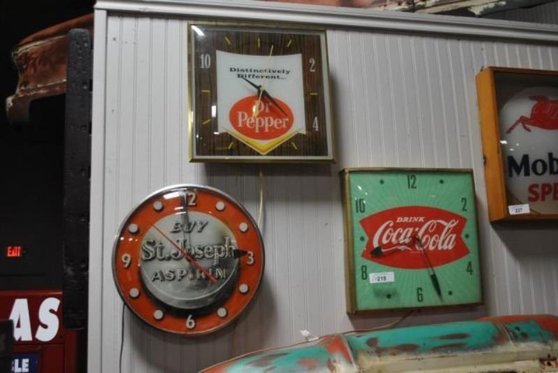 Adv. Clock- Dr. Pepper- Coca Cola- St. Joseph X3