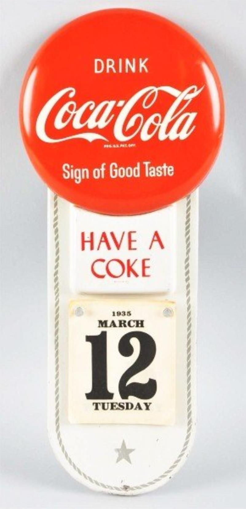 1950s Tin Coca Cola Button Calendar Holder Value And Price Guide