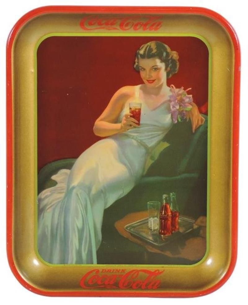 Coca-Cola Serving Tray, Girl in Evening Dress, c1936,