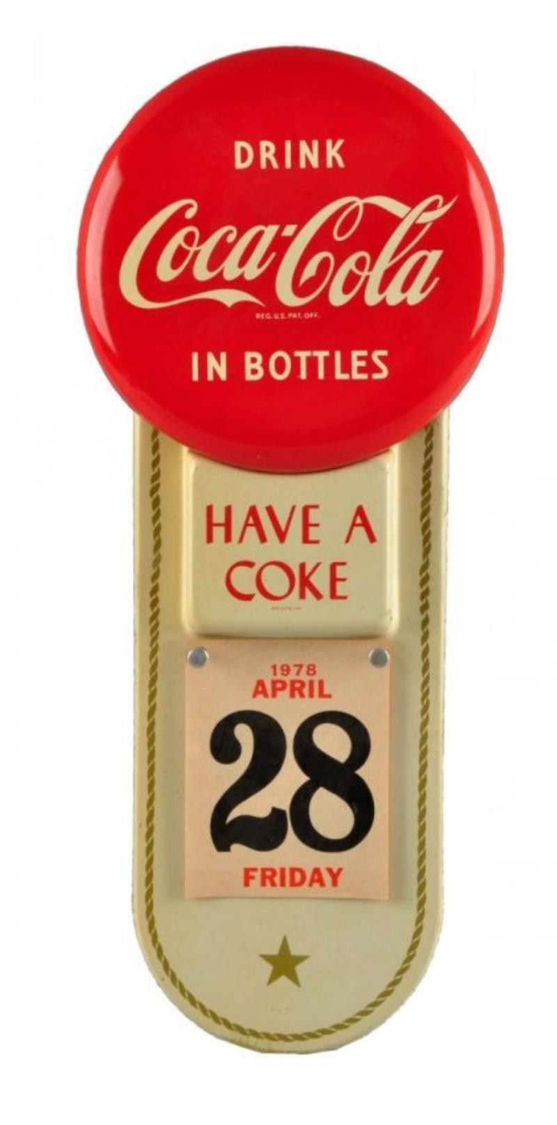 1950's Coca - Cola Tin Calendar Holder.