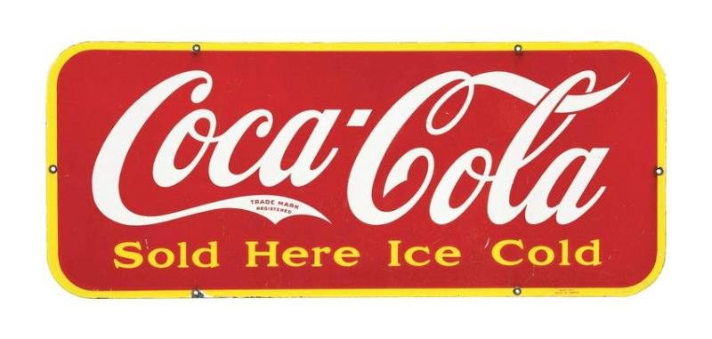 SINGLE-SIDED PORCELAIN CANADIAN COCA-COLA SIGN.